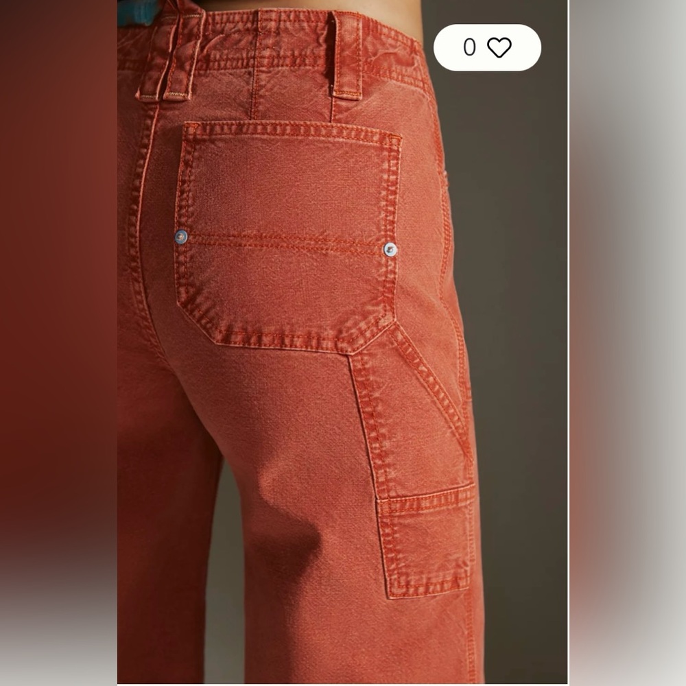 Anthropologie Pilcro Orange Rust The Carpenter Wide Leg Pants Size 30 - Picture 4 of 10